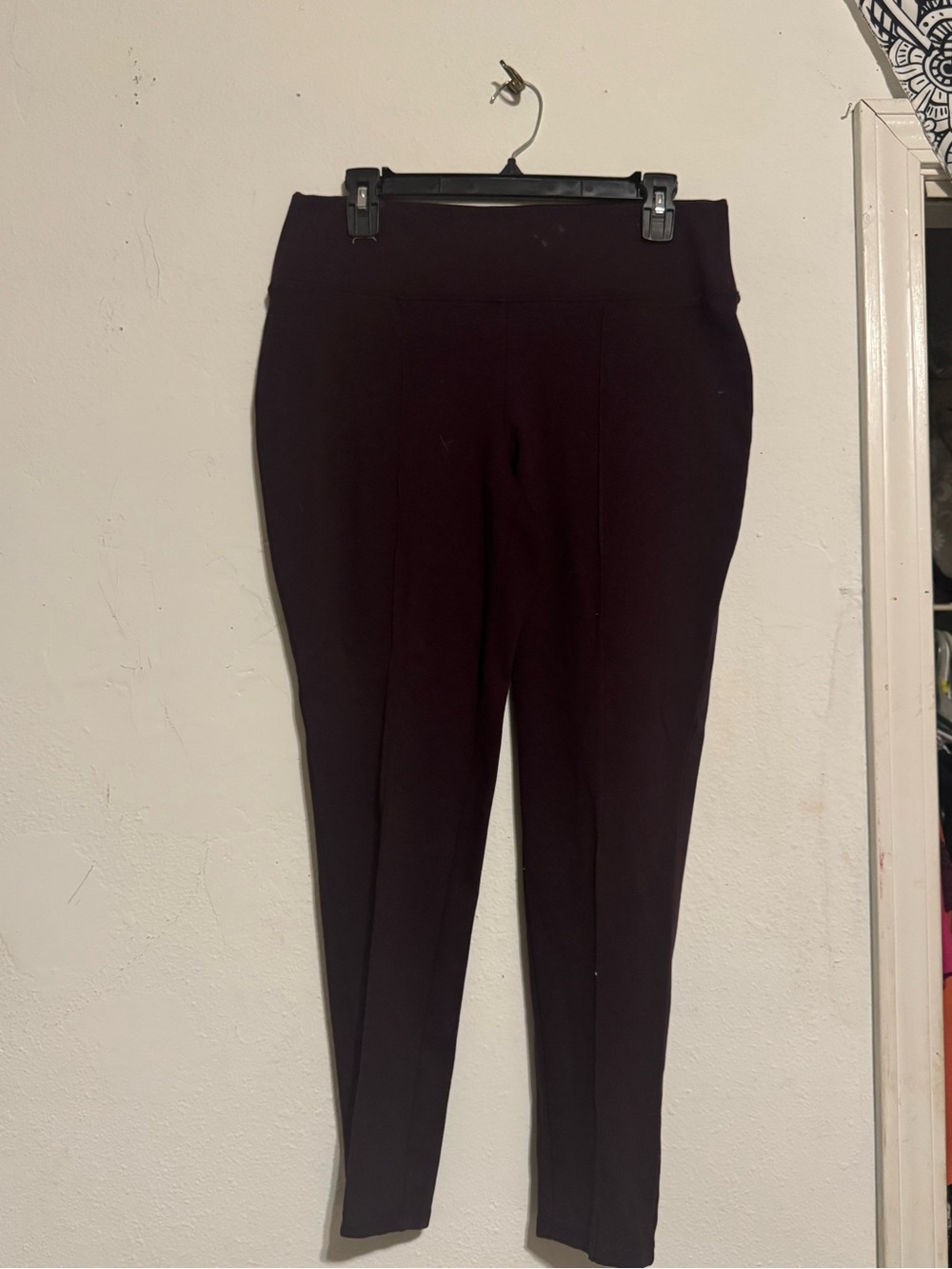 Nine West Women's Pull-On Stretch Ponte Pants - Deep Plum Size L